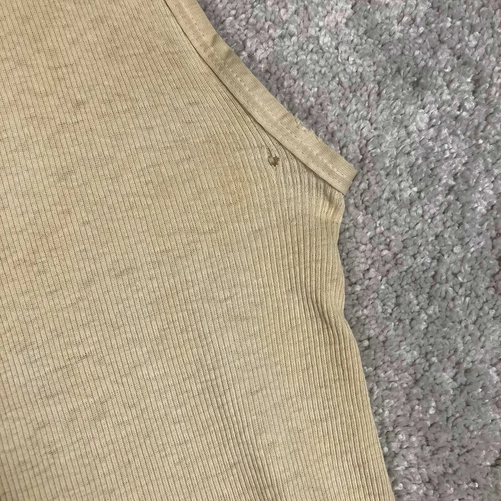Vintage 60s Archdale Mens Tank Top Beige Cotton Distressed Undershirt Size 44